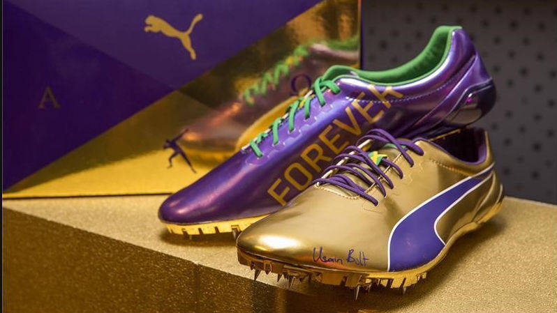 Usain Bolts Abschiedsschuhe: Jede Farbe hat eine besondere Bedeutung.