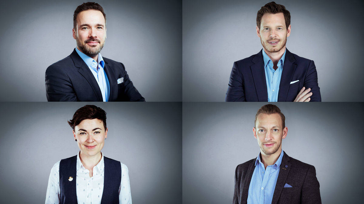 Neue Jobs im Management von El Cartel Media und RTL II: Ali Yagci, Thomas Elbracht , Jessica Kreidel und Martin Wendler (von links)