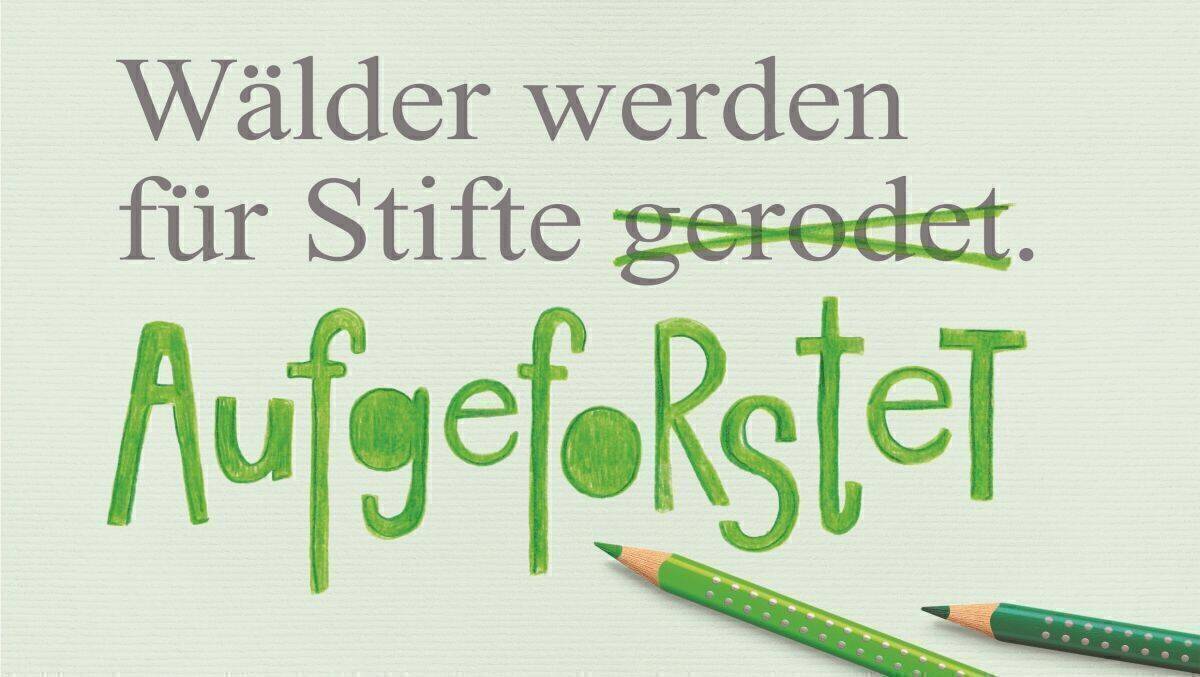 Das Traditionsunternehmen Faber-Castell hat eine Kampagne zum Kernthema Nachhaltigkeit entwickelt - und spielt diese auch klimaneutral aus. Die entstehenden Emissionen werden komplett kompensiert. 