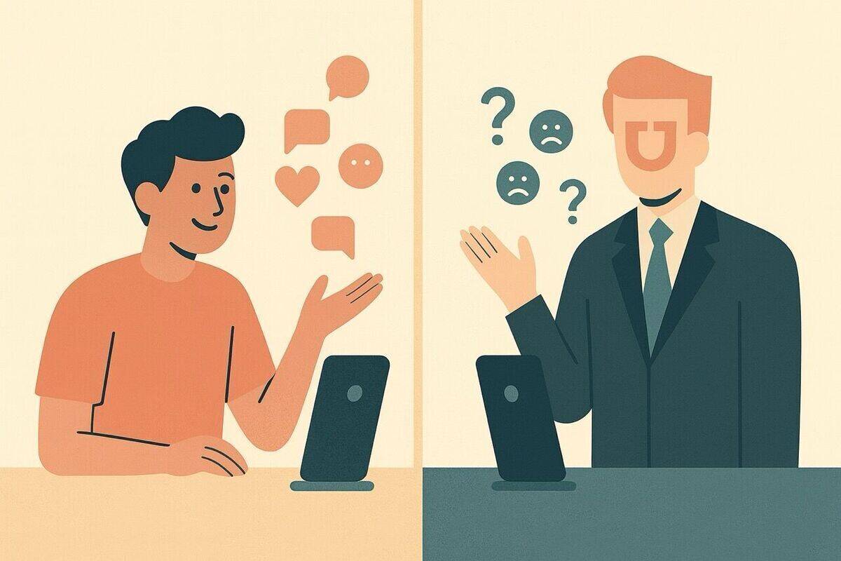 Links echte Nähe, rechts stille Distanz: Wer bei TikTok Shop Erfolg will, braucht mehr als nur eine Marke – er braucht ein Gesicht.