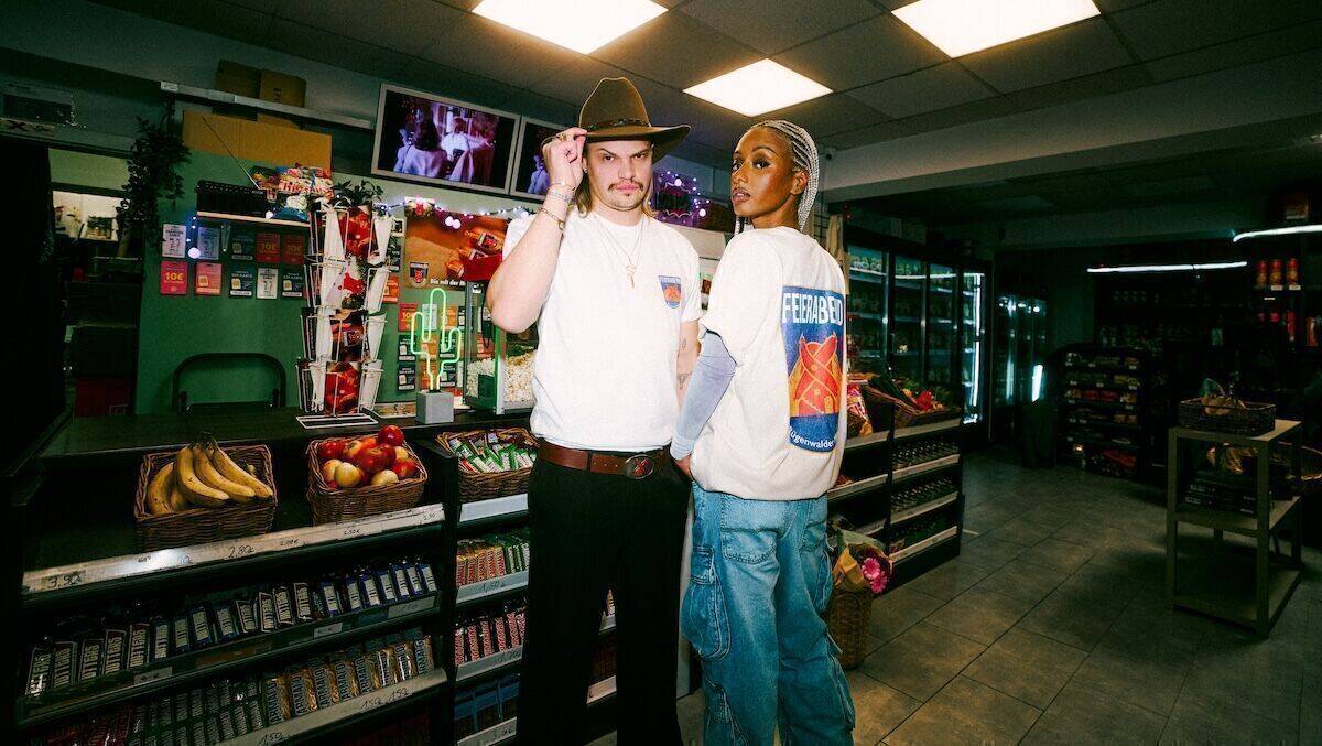 Wilson Gonzales Ochsenknecht und Rapperin Nura standen für Rügenwalder Mühle vor der Kamera und sorgten für viel Aufmerksamkeit.