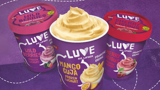 Die drei Frozen Lughurts sind nicht nur vegan, sondern enthalten auch 30 Prozent weniger Zucker als vergleichbare Produkte.
