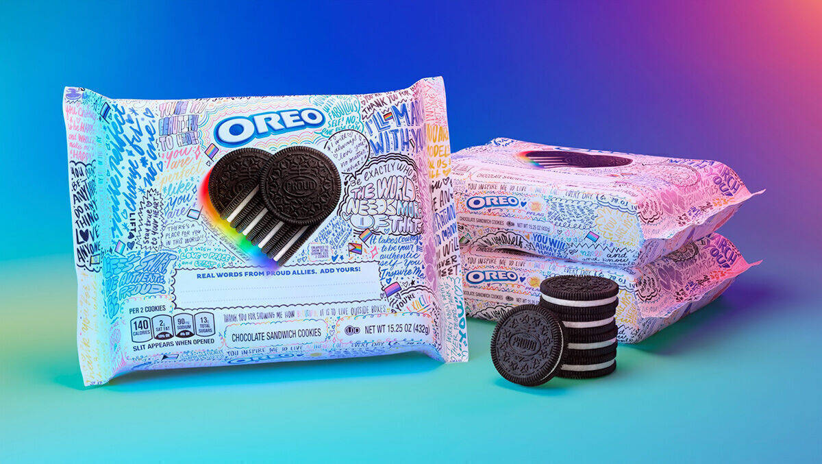 Neu von Oreo: Regenbogen-Verpackungen mit Platz für eigene Einträge.