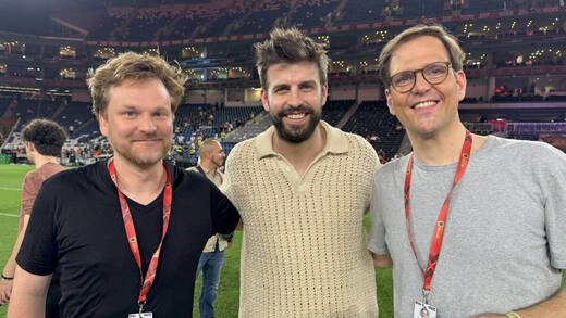 v.l.: Tobias Schiwek (CEO We Are Era), Gerard Piqué (Gründer Kings League), Christoph von Schwerin (CFO We Are Era)