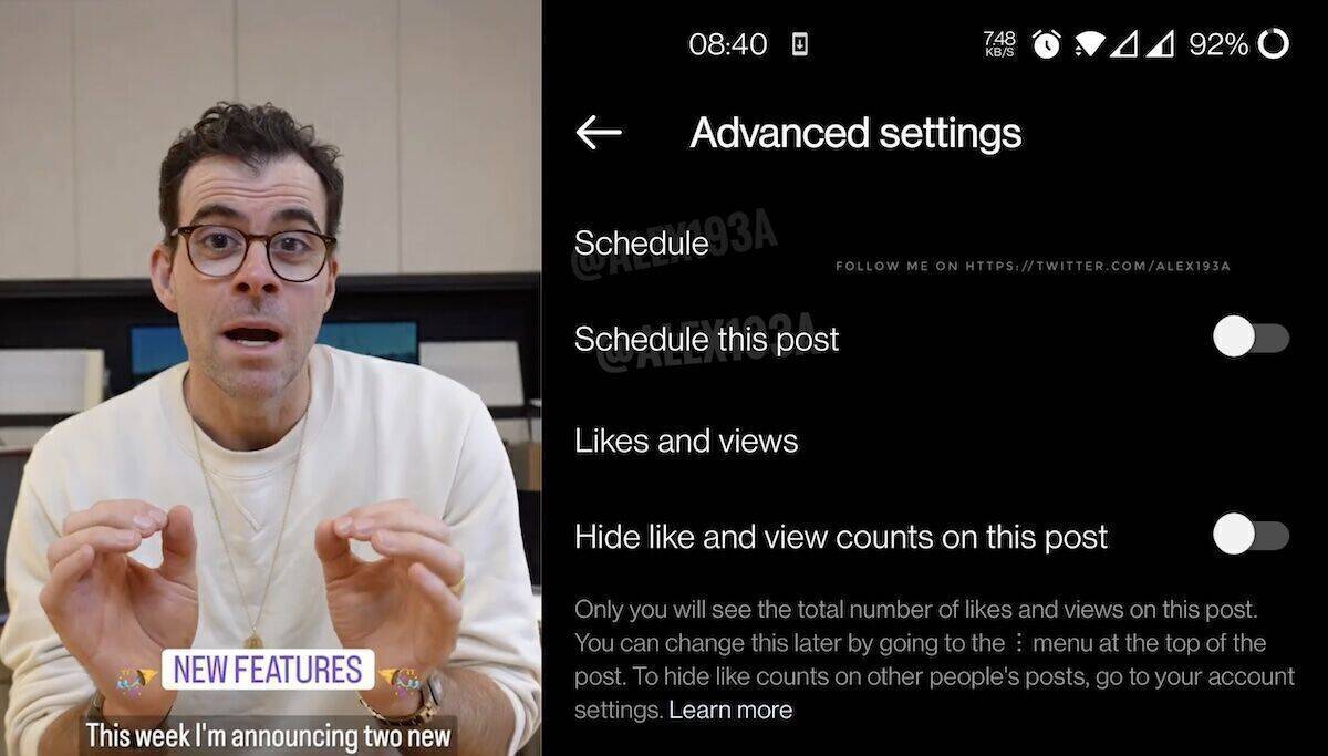 Gerüchte gab es lange, nun stellte Instagram-Chef Adam Mosseri höchstpersönlich die neuen Funktionen vor. Rechts: Eine Vorschau auf die neuen Menüoptionen.