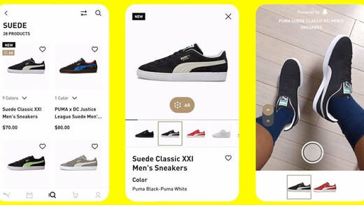Die virtuelle Anprobe bei Snapchat. Hier mir Puma-Produkten.