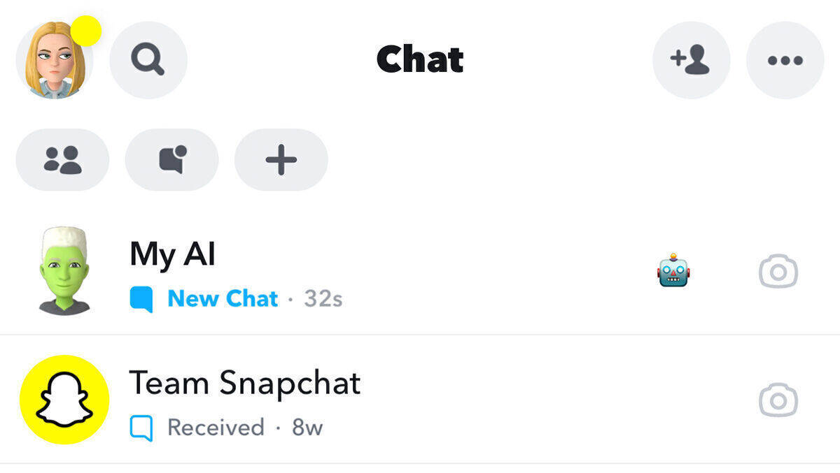 Die Snapchat-KI schnappt sich im Menü mächtig viel Platz.