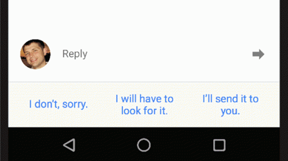 Der Inbox-Nutzer bekommt drei kurze Antwortmöglichkeiten vorgeschlagen.