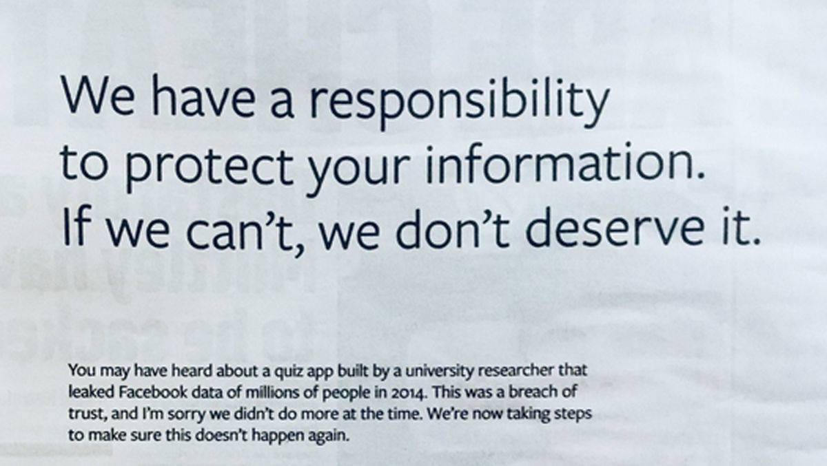 Facebooks Entschuldigung in der Presse.