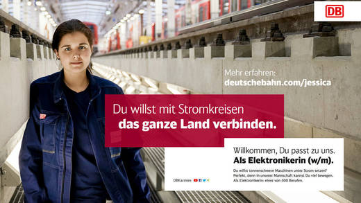 Employer Branding für die Bahn: Elektronikerin Jessica stellte sich ebenfalls als Testimonial zur Verfügung.