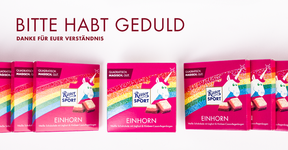 Kurz nach Verkaufsstart meldet Ritter Sport auf Facebook den erneuten Serverausfall.