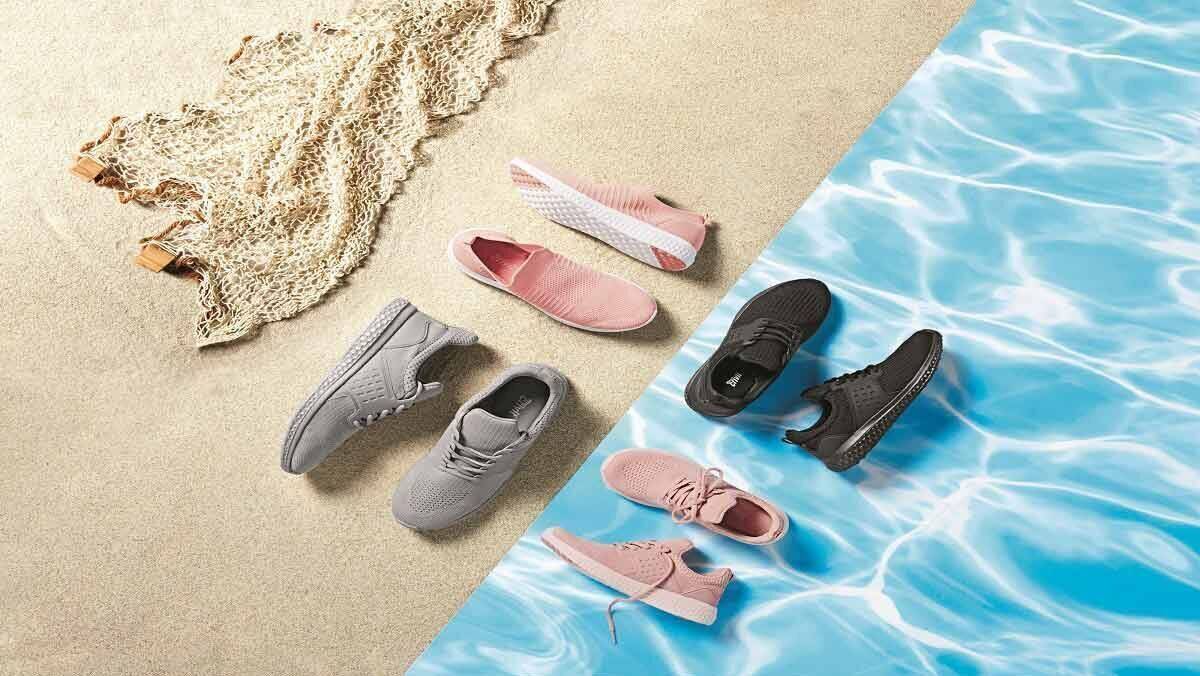 Für die Herstellung der Sneaker werden PET-Flaschen gepresst, gereinigt und geschreddert.