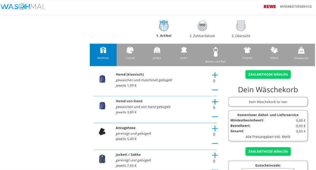 Rewe kooperiert mit dem Startup Waschmal.