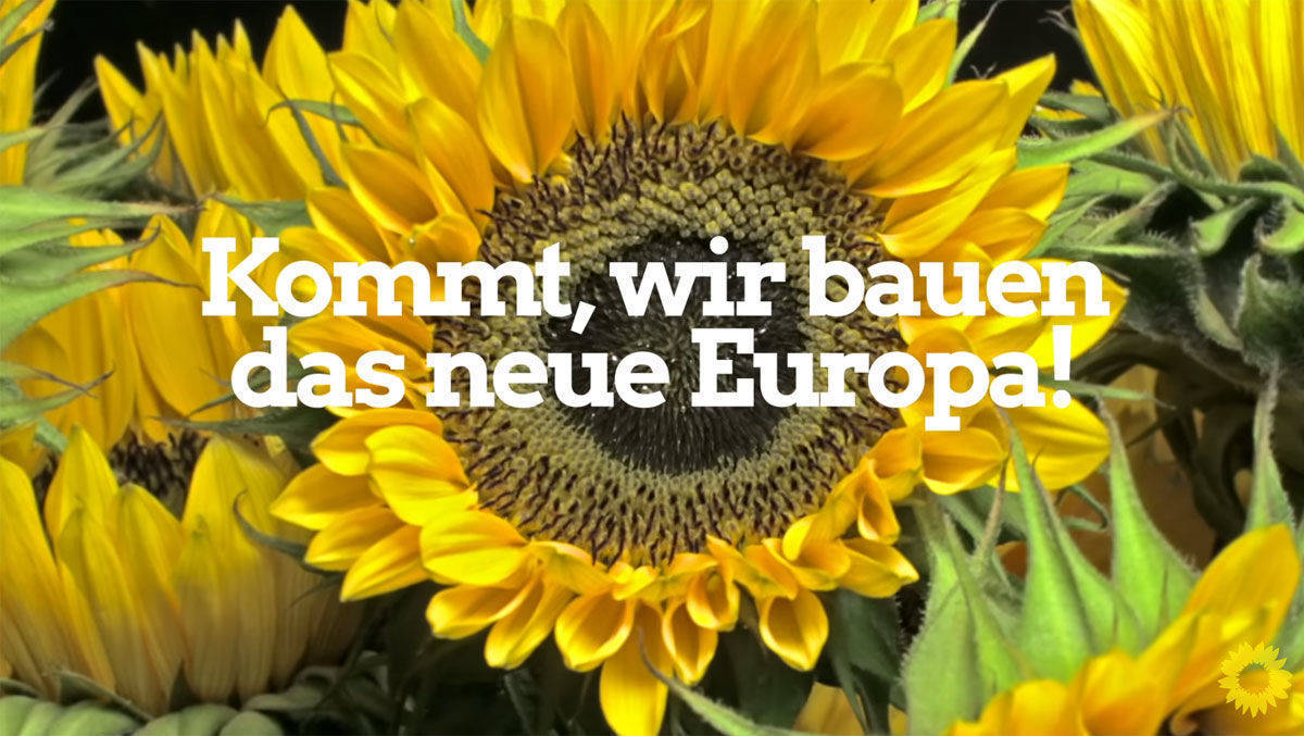 Die Wahlwerbung der Grünen zur Europawahl kommt wieder mal recht blumig daher.