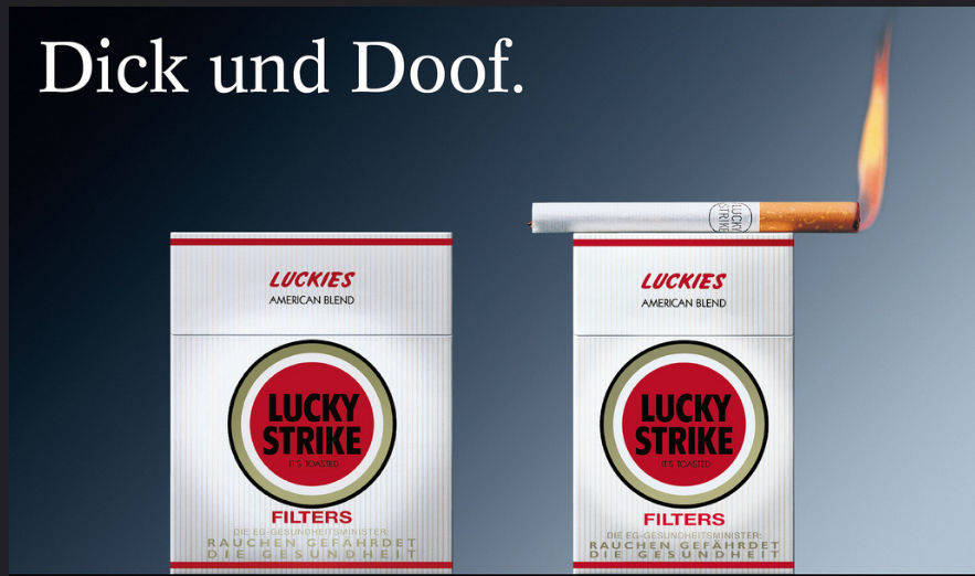 Lucky Strike: Bekannt für Wortwitz und kreative Spielereien mit der Zigarettenschachtel - ohne Schockbilder.