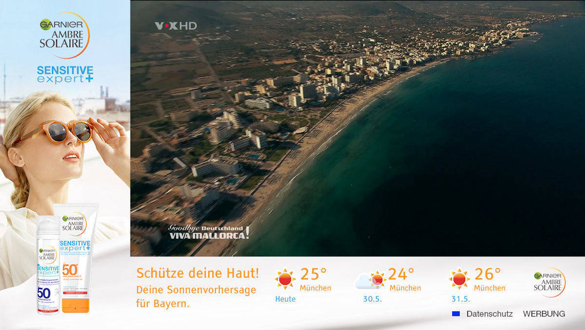 Wenn es nasskalt ist, braucht man keinen Sonnenschutz: L'Oréal setzt deshalb auf Wettertargeting per Addressable TV.