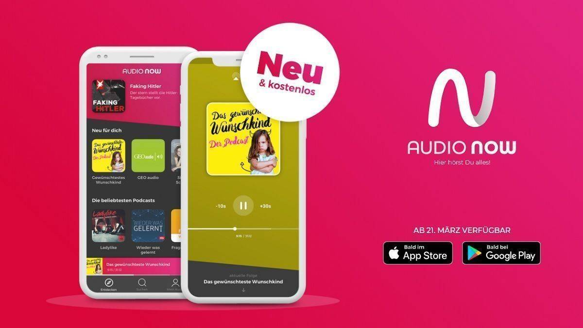 Screenshot der Website von Audio Now.