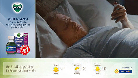 Für Wick Medinait buchte P&G zusätzlich zur Spot-Kampagne einen Wetter-Frame mit persönlichem Erkältungsrisiko - und interessanten Folgen. 