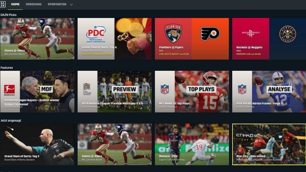Der Sport-Streamingdienst Dazn punktet in Deutschland mit Live-Berichten in zahlreichen Sportarten.