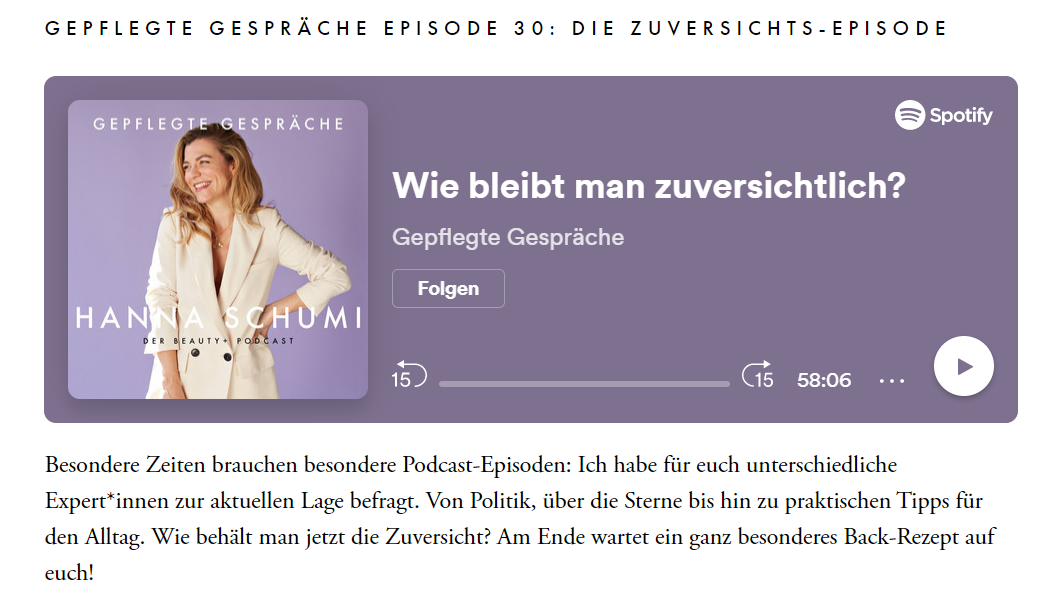 Hanna Schumi führt Gespräche über Beauty und alles, was dazugehört.