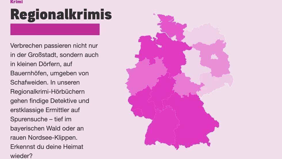 Regionalkrimis werden gerne im Norden und im Süden gehört.