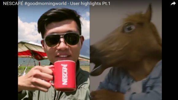 Aus aller Welt erreichten Nestlé Clips mit kaffeetrinkenden Usern. 