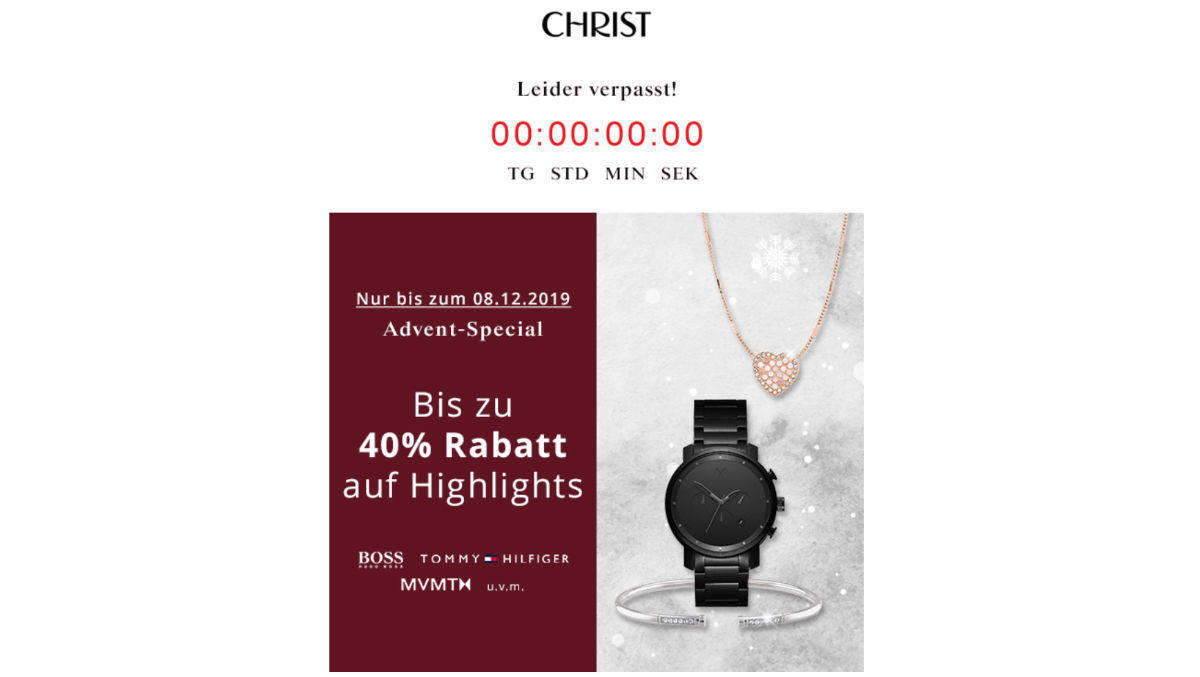 Leider verpasst: Eine Newsletter-Botschaft, die beim Empfänger nicht gerade für Freude sorgt.