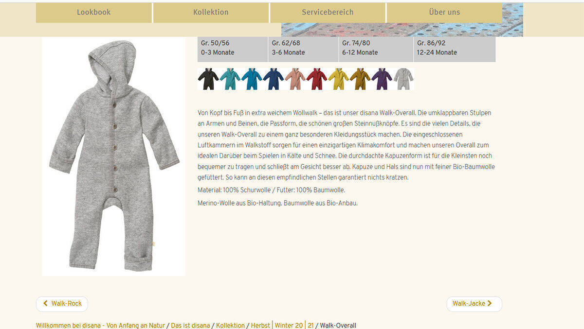 Die Wollwalkanzüge der hippen Öko-Marke Disana werden auf Ebay mit wenig Wertverlust im Vergleich zum Neupreis gehandelt.